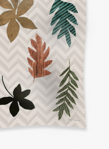 Schal mit geometrischem Muster und Blättern aus Wolle in Beige