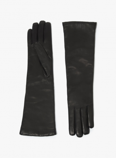 Lange Handschuhe aus Nappaleder in Schwarz