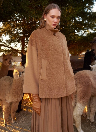 Long camel nappa leather gloves