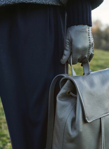 Handschuhe mit Naht aus Nappaleder in Grau