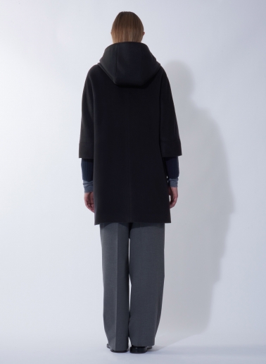 Parka mit Kapuze und Knebelknöpfe aus reiner Wolle in Blau