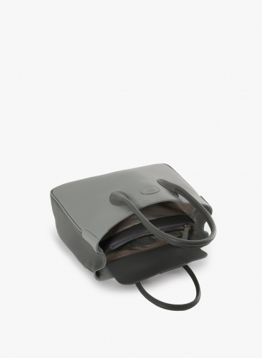 Two-tone grey genuine leather tote bag