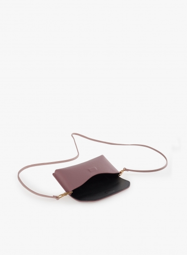 Two-tone pink genuine leather phone bag