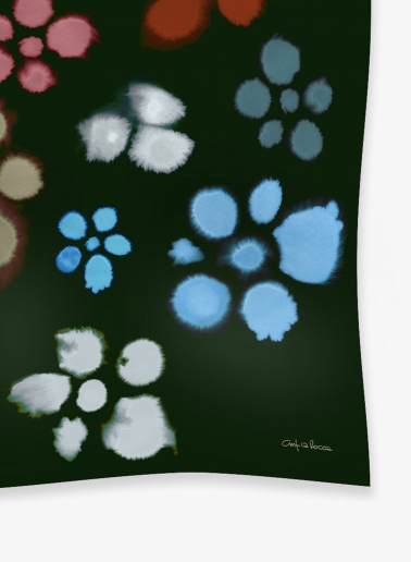 Maxi green wool scarf with watercolor flower pattern