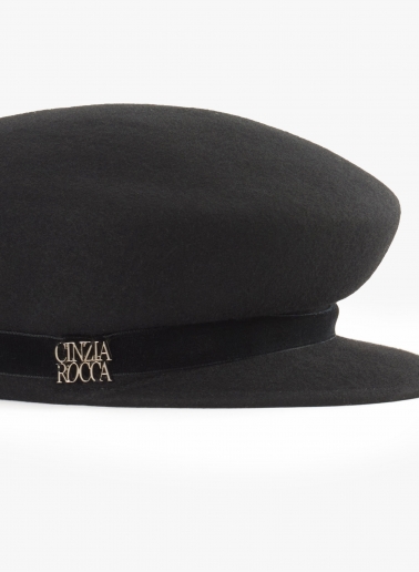 Black wool felt fisherman hat