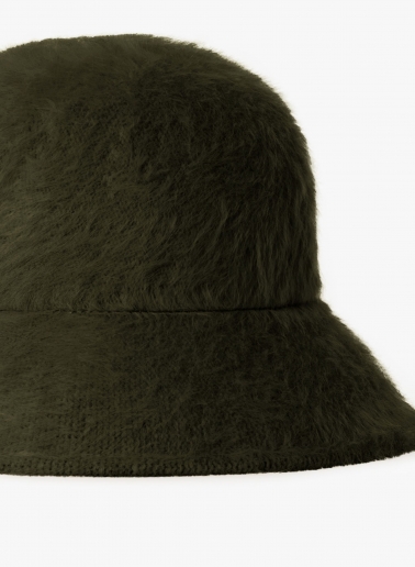 Cloche-Hut aus Wolle mit Felloptik in Militärgrün