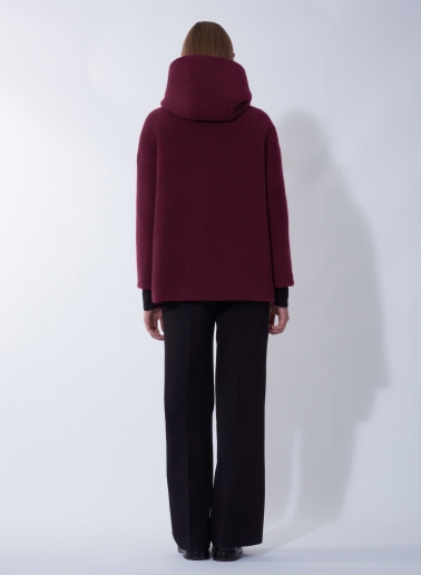 Kurzer Parka mit abnehmbarer Nylon-Weste aus Wolle in Bordeaux