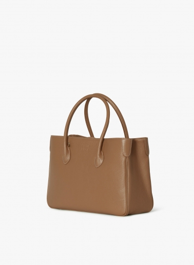 Tobacco color genuine leather tote bag
