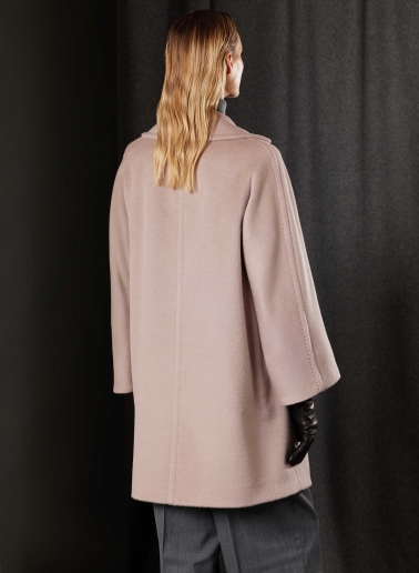 Zweireiher Mantel aus Wolle und Alpaka in Rosa