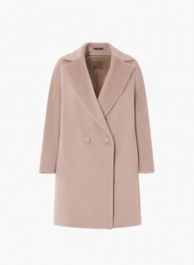 Pink double breasted coat in alpaca and wool