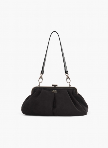 Black clutch bag in pure silk