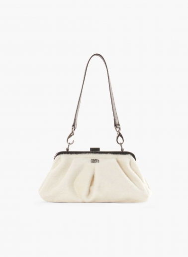 White clutch bag in alpaca e lana