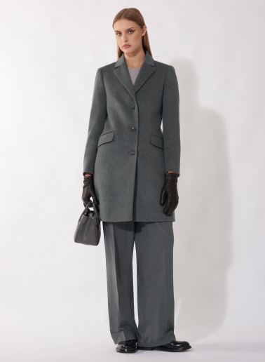 Mantel mit maskulinem Schnitt aus reinem Cashmere in Grau