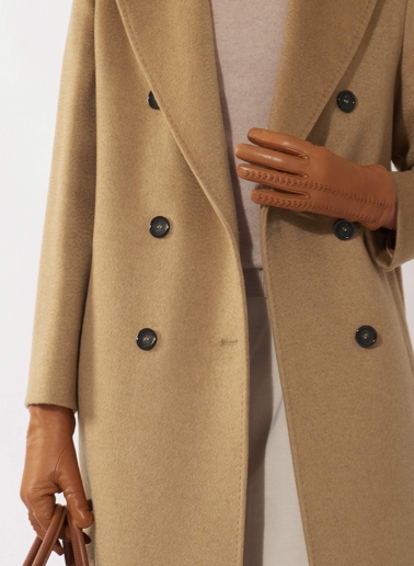 Long double breasted 6 buttons camel coat in camel wool