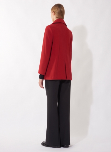 Red double breasted wool and cashmere peacoat