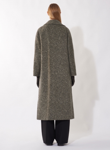 Oversized Maxi Mantel mit aufgesetzten Taschen in Animalier-Muster in Taupe