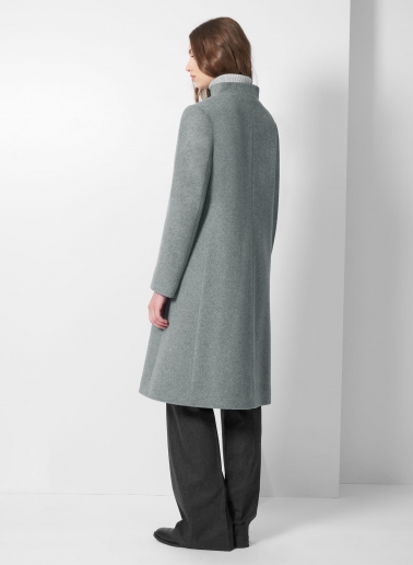Stehkragen Mantel aus Wolle und Cashmere in Hellgrau