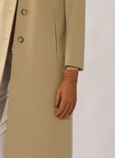 Maxi Wollmantel mit abnehmbarer Nylon-Weste in Camel