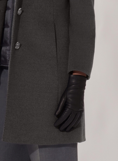 Mantel mit abnehmbarer Nylon-Weste aus reiner Wolle in Grau