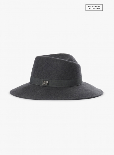 Asymmetrischer Fedora-Hut aus Wollfilz in Grau