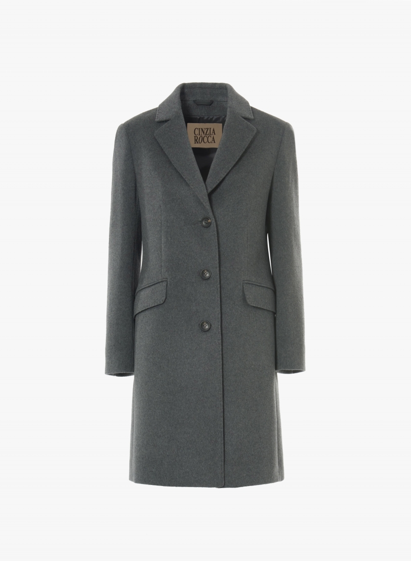 Mantel mit maskulinem Schnitt aus reinem Cashmere in Grau