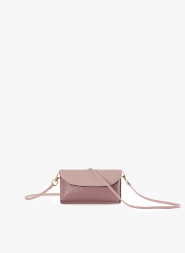 Two-tone pink genuine leather phone bag