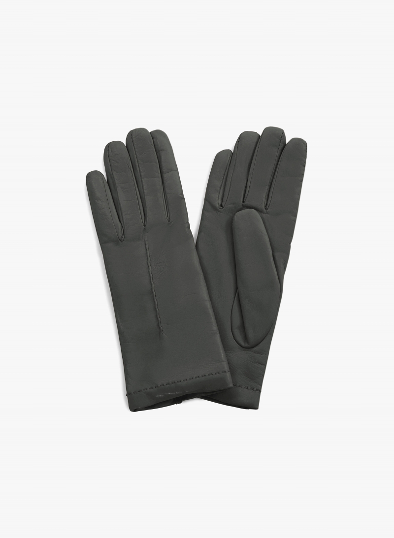 Handschuhe mit Naht aus Nappaleder in Grau