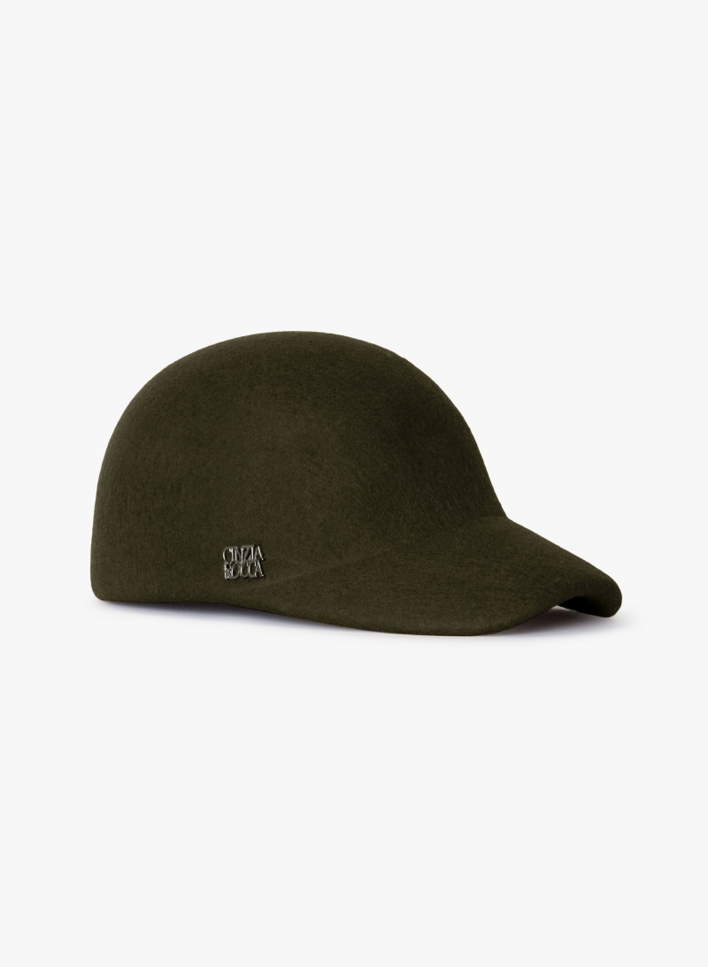 Baseball-Cap aus Wollfilz in Militärgrün