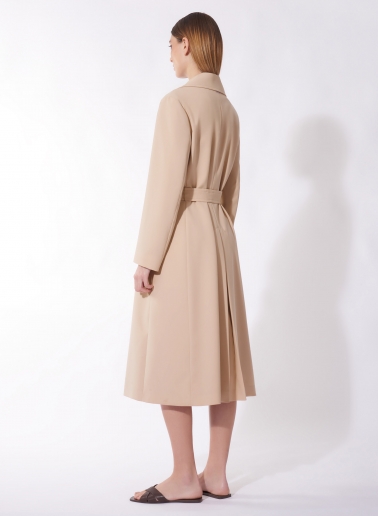 Maxi double breasted beige trench coat in rainproof technical fabric