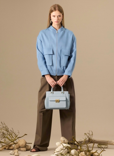 Light blue linen bomber jacket