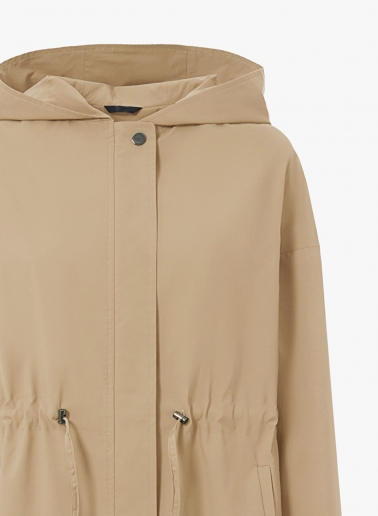 Beige parka in rainproof technical fabric
