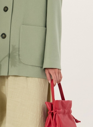Military green jacket in pure wool with revers notch collar