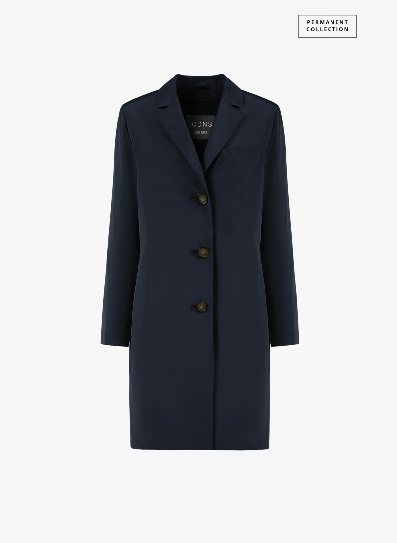 Herren-Mantel aus wasserabweisendem technischem Nylon in blau