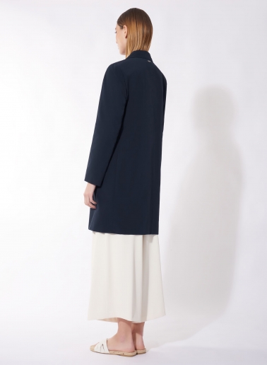 Rainproof technical nylon blue masculine overcoat