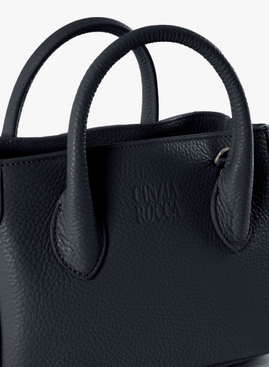 Mini blue genuine leather tote bag