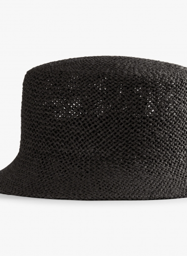 Black straw bucket hat