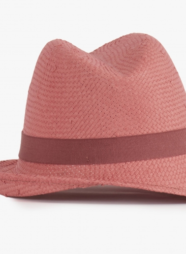 Asymmetrischer Strohhut in Rosa
