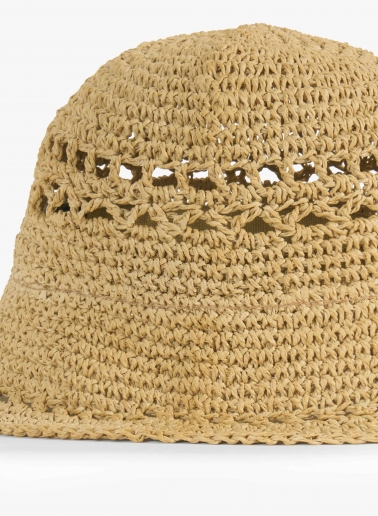 Stroh-Cloche mit durchbrochenem Muster in Beige