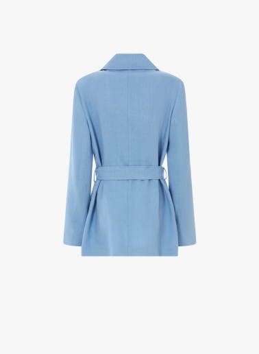 Light blue linen safari jacket with belt