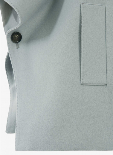 Double breasted light blue cape in pure wool