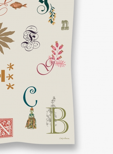 Beige pure silk twill maxi scarf with letter pattern