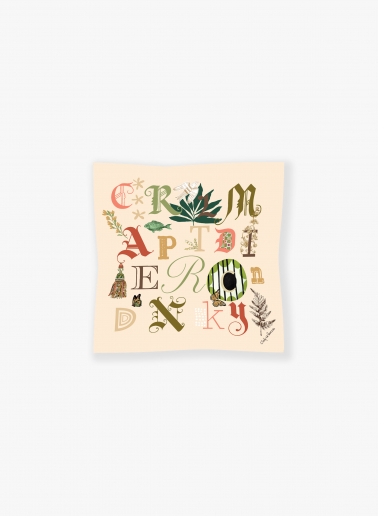 Beige pure silk twill scarf with letter pattern