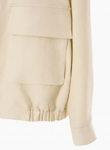 Beige linen bomber jacket