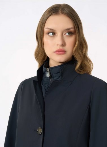 Dark blue stretch cotton jacket with detachable nylon bib