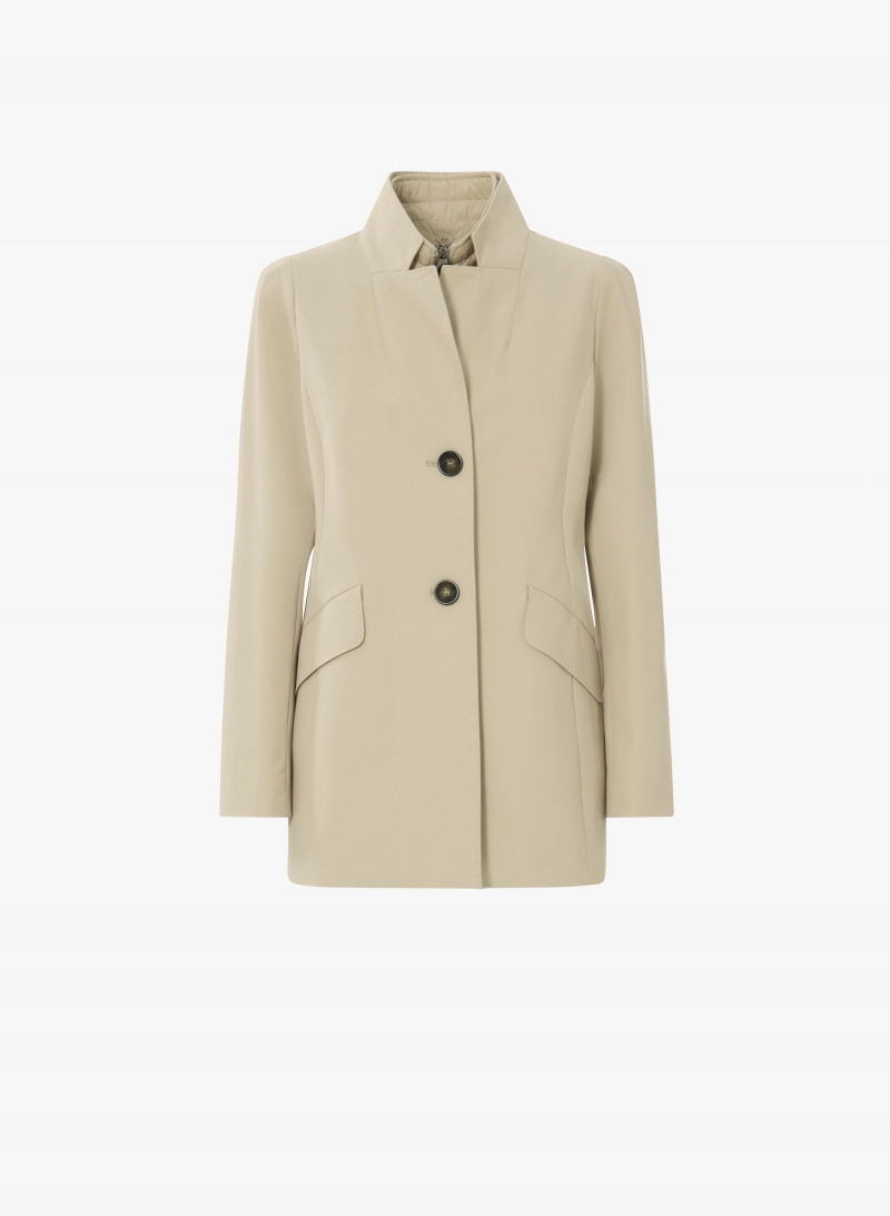 Jacke mit abnehmbarer Nylon-Weste aus Stretch-Baumwolle in Beige