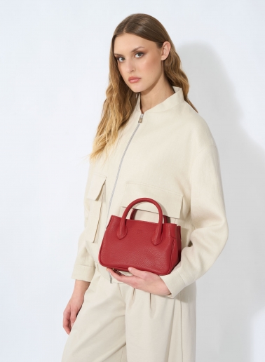 Mini Tote Bag aus Leder in Rot