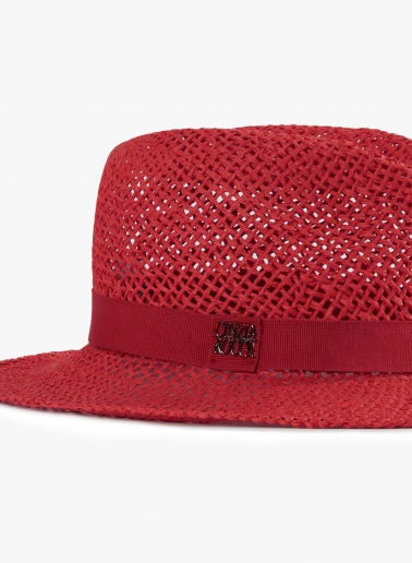 Klassischer Strohhut mit Lochmuster in rot