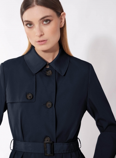 Rainproof tech taffeta dark blue trench coat