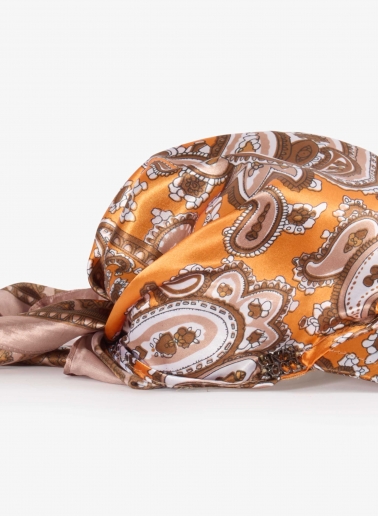 Kopftuch mit Schirm in Orange