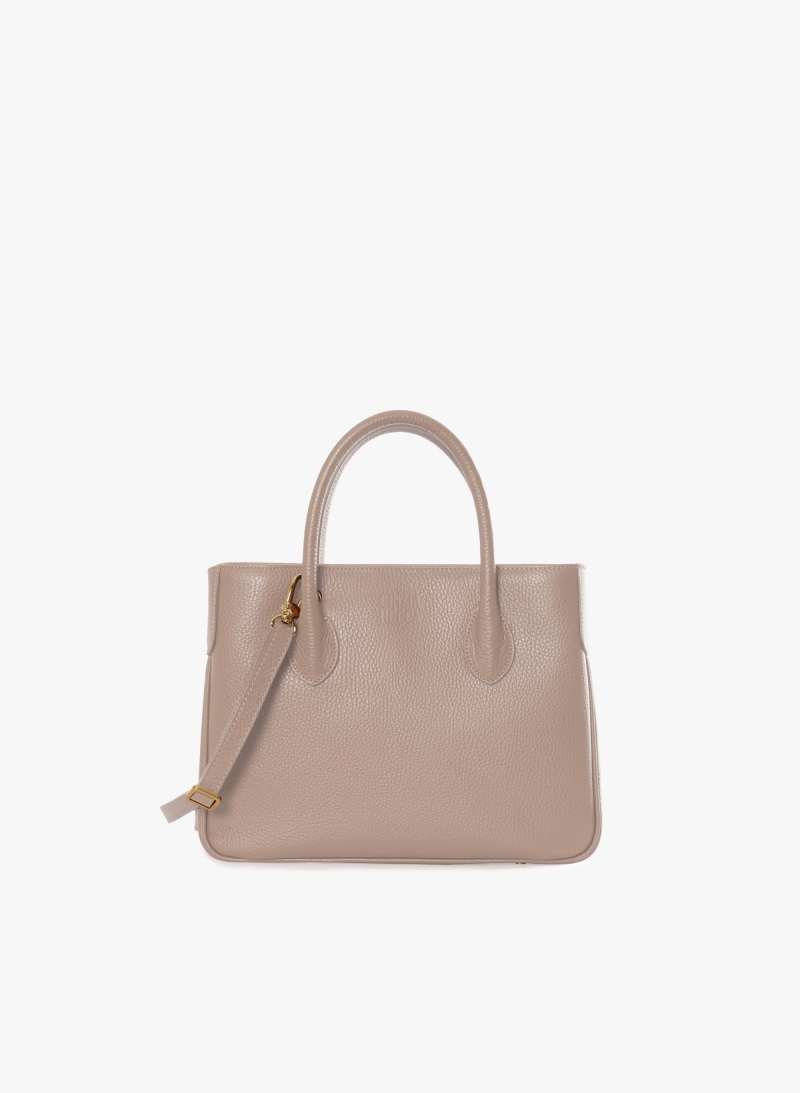 Small pink genuine leather tote bag